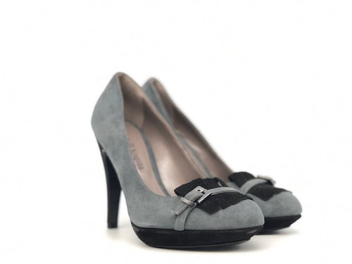 Décolleté donna Wanda d’Aragona scamosciate grigio nere tacco 10 cm