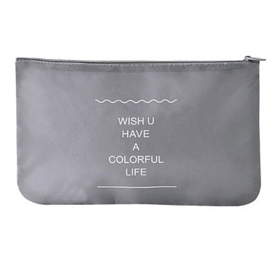 Set 2pz Organizer Viaggio Organizza Valigia Bagagli Borsa Piatta 27x12cm Grigia 87714