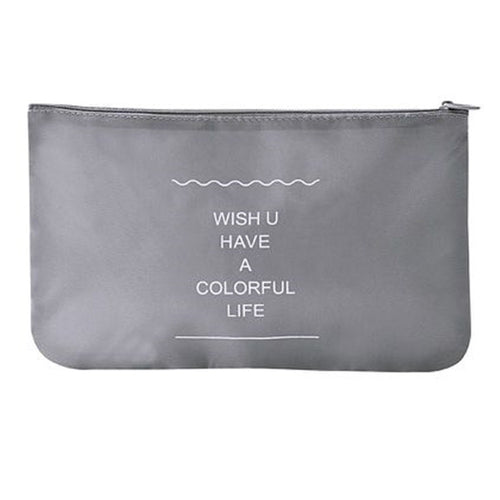 Set 2pz Organizer Viaggio Organizza Valigia Bagagli Borsa Piatta 27x12cm Grigia 87714