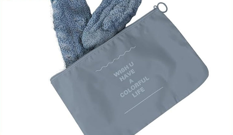 Set 2pz Organizer Viaggio Organizza Valigia Bagagli Borsa Piatta 27x12cm Grigia 87714