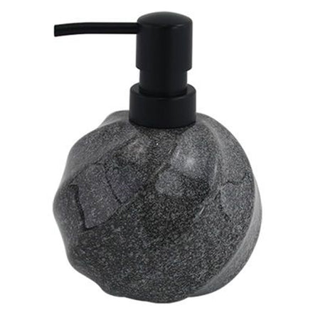 Dispenser Porta Sapone Liquido Sferico In Ceramica Rigato Marmo Nero Arredo Bagno 87794