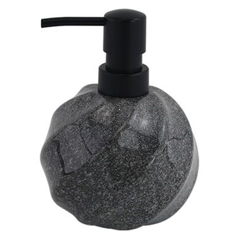 Dispenser Porta Sapone Liquido Sferico In Ceramica Rigato Marmo Nero Arredo Bagno 87794
