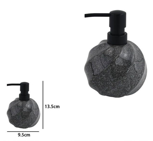 Dispenser Porta Sapone Liquido Sferico In Ceramica Rigato Marmo Nero Arredo Bagno 87794