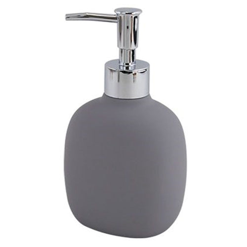Dispenser Sapone Liquido Grigio In Abs Con Pompa Cromo Per Bagno Accessorio 87809