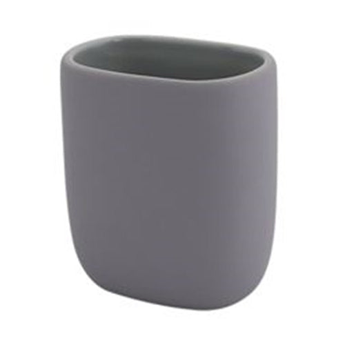 Bicchiere Porta Spazzolini Dentifricio Piatto Grigio Arredo Bagno Accessorio 87810