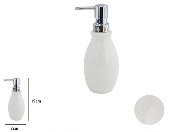 Dispenser Porta Sapone Liquido In Abs Bianco Pelle Arredo Da Bagno Elegante 87786