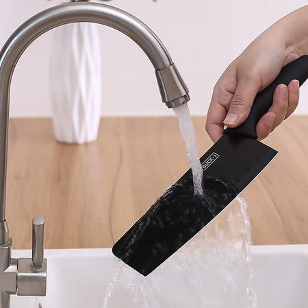 Set Di 7pz Coltelli Da Cucina Professionali Chef Forbici Pelapatate Acciaio Nero