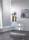 Vetrina espositiva semi-ovale con faretti su piedi fissi cm. 112x38x93h