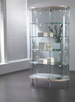 Vetrina per negozi di forma semi-ovale e faretti LED cm. 112x38x190h