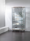 Vetrina per negozi di forma semi-ovale e faretti LED cm. 112x38x190h