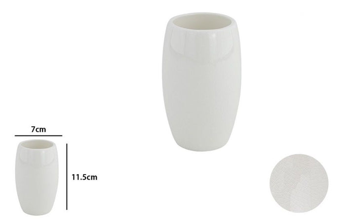 Porta Spazzolini Bicchiere Bianco Pelle Accessorio Arredo Da Bagno Elegante 87787