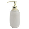Dispenser Porta Sapone Liquido Bagno Bianco Design Etnico Con Pompa Dorata 87790