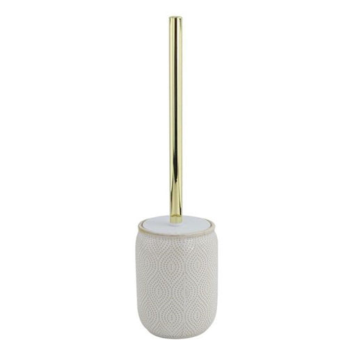 Portascopino Bagno Wc Toilette Bianco Design Etnico Bordo Dorato Con Scopino 87793