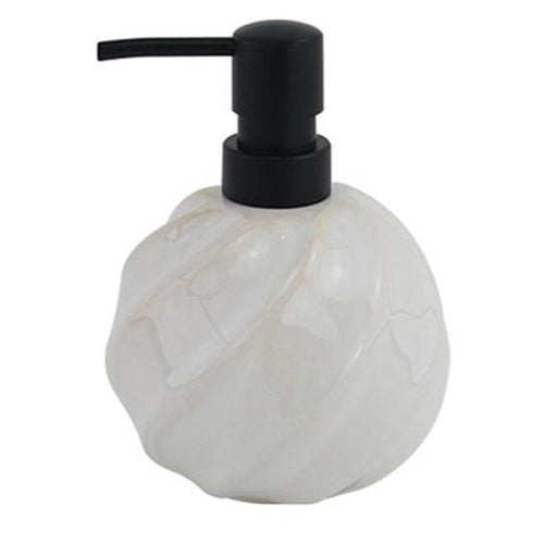 Dispenser Porta Sapone Liquido Sfera Ceramica Rigato Obbliquo Bianco Arredo Bagno 87798
