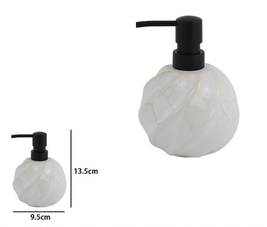 Dispenser Porta Sapone Liquido Sfera Ceramica Rigato Obbliquo Bianco Arredo Bagno 87798