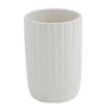 Bicchiere Porta Spazzolini Dentifricio Arredo Bagno In Ceramica Rigata Bianca 87803