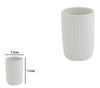 Bicchiere Porta Spazzolini Dentifricio Arredo Bagno In Ceramica Rigata Bianca 87803