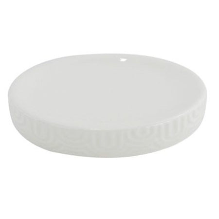 Piattino Porta Sapone Saponetta Per Arredo Da Bagno In Ceramica Rigata Bianca 87804
