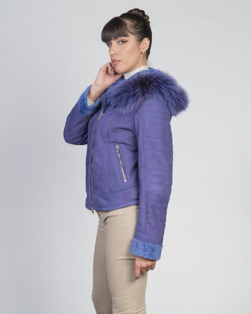 Naomi Montone - Giacca Donna Lilla in vero Montone