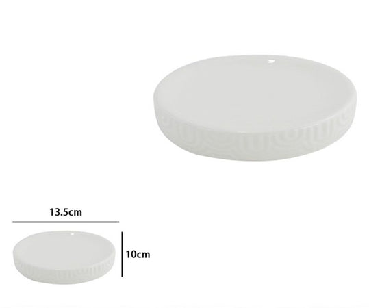 Piattino Porta Sapone Saponetta Per Arredo Da Bagno In Ceramica Rigata Bianca 87804