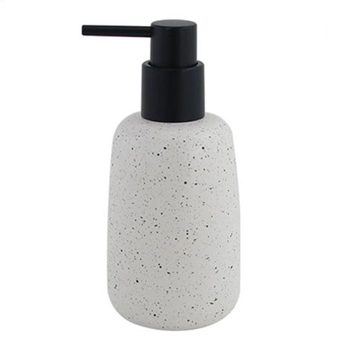 Dispenser Porta Sapone Liquido In Ceramica Bianco Effetto Pietra Granito Bagno 87805