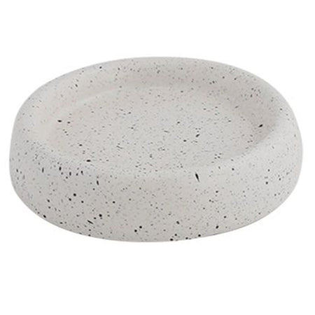 Piatto Piattino Porta Sapone Bagno Tondo Ceramica Bianco Effetto Pietra Granito 87807