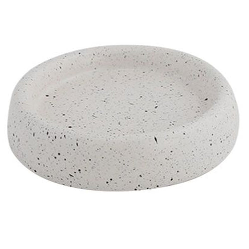 Piatto Piattino Porta Sapone Bagno Tondo Ceramica Bianco Effetto Pietra Granito 87807
