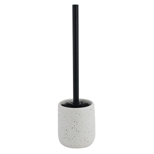 Porta Scopino Con Scopettino Nero Wc Bagno Ceramica Bianco Effetto Pietra Granito 87808