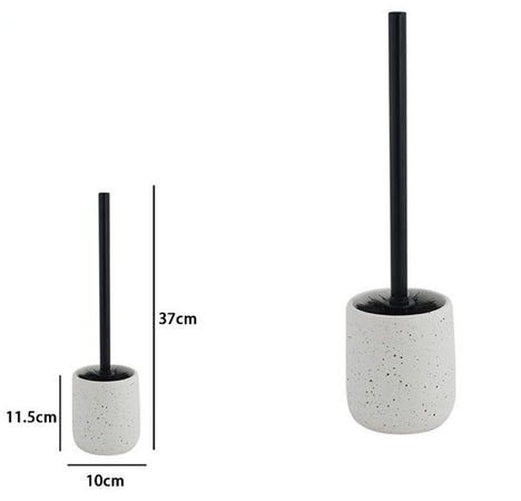 Porta Scopino Con Scopettino Nero Wc Bagno Ceramica Bianco Effetto Pietra Granito 87808