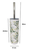 Portascopino A Cilindro Con Scopino Bagno Wc Toilette Fiori Foglie Accessorio 87057