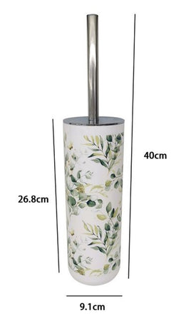 Portascopino A Cilindro Con Scopino Bagno Wc Toilette Fiori Foglie Accessorio 87057