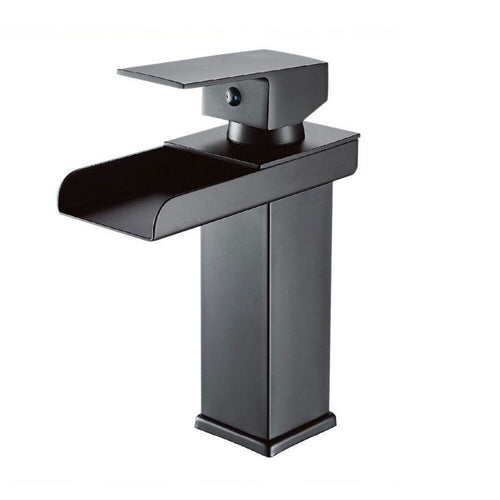 Miscelatore A Cascata Nero Lavabo Bagno Rubinetto A Canna Bassa Monocomando 87398