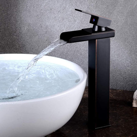Miscelatore A Cascata Nero Lavabo Bagno Rubinetto A Canna Alta Monocomando 87399