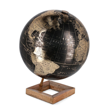 Mappamondo in plastica, alluminio e legno di mango, decorazione per interno