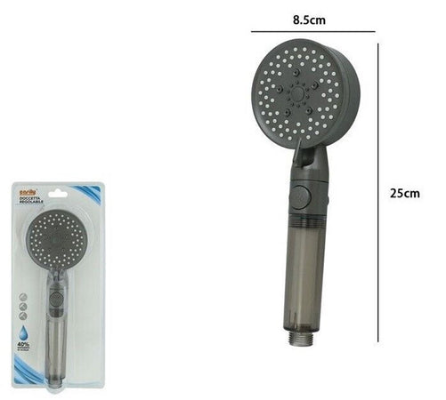 Doccetta Multigetto Soffione Doccia Filtrato Bagno Pulsante Moderno Filtro Grigio 87528