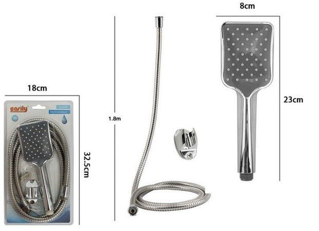 Kit Doccetta Doccino Soffione Rettangolare Doccia Bagno Con Laccio 1,8mt Staffa 69314