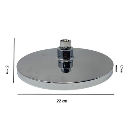Soffione Per Doccia Bagno Rotondo 22 Cm In Abs Doccetta Cromato Attacco 1/2" 79371