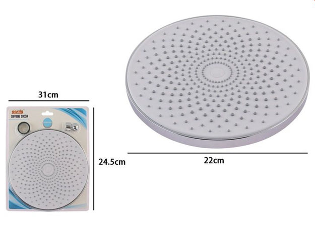Soffione Per Doccia Bagno Rotondo 22 Cm In Abs Doccetta Cromato Attacco 1/2" 79371