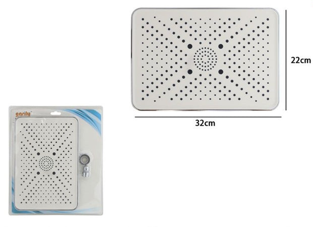 Soffione Doccia Bagno Rettangolare Ugelli Fori Miscelatore 32x22cm Abs Cromato 87538