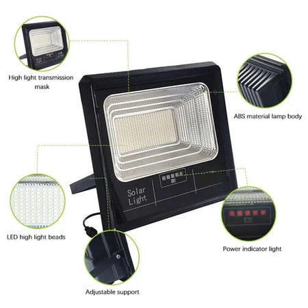 Faretto Luce Solare Con Pannello Fotovoltaico 500w Ip65 Impermeabile Telecomando