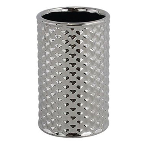 Bicchiere Porta Spazzolini Accessorio Silver Con Effetto Cuoricini Arredo Bagno 87818