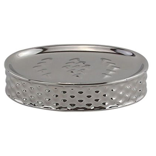 Piattino Porta Sapone Saponetta Accessorio Bagno Silver Con Effetto Cuoricini 87819