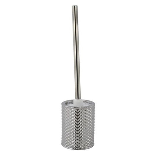 Porta Scopino Decorato Silver Con Effetto Cuoricini Con Scopino Accessorio Bagno 87820