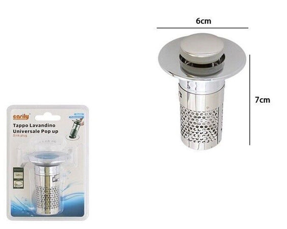 Tappo Di Scarico Per Lavandino Universale Pop Up Cucina Lavello Bagno Filtro 87338