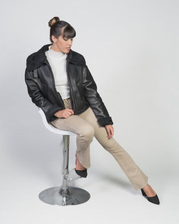 Marisol - Giacca Donna Nero in vero montone Shearling