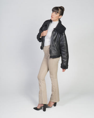 Marisol - Giacca Donna Nero in vero montone Shearling