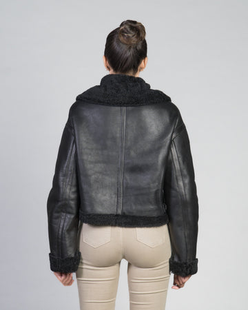 Marisol - Giacca Donna Nero in vero montone Shearling
