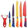 Set Di Coltelli Da 6pz Colorati Con Lama In Rilievo Maniglia Antiscivolo Utensili Cucina
