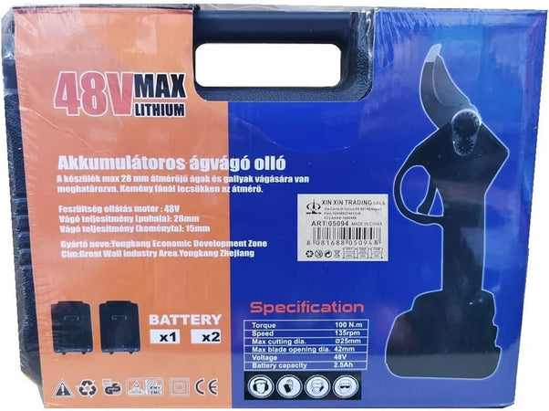 Cesoia Elettrica Forbice 2 Batterie Da 48v Trincia Rami Professionale Senza Fili