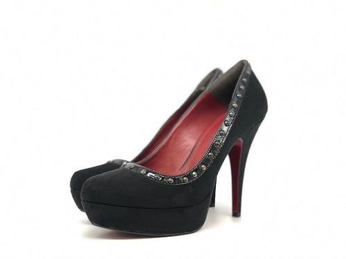 Retro Décolleté ecopelle scamosciata nera
